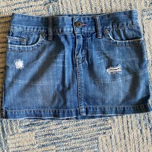 Slightly distressed denim skirt